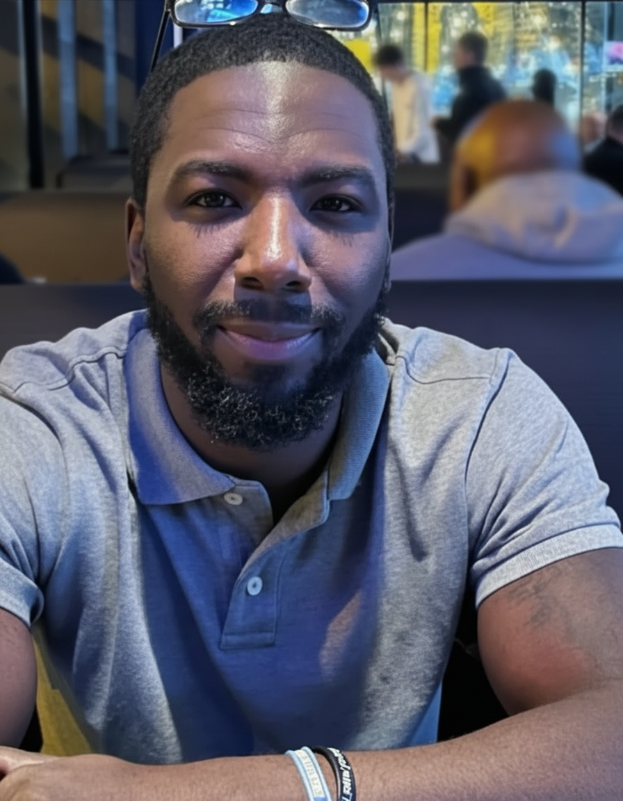 Blur the bald man out of the picture